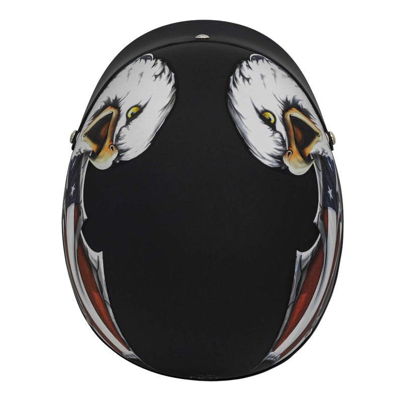 VCAN - V515USA25 Cruiser Patriotic Eagle USA Graphics Motorcycle Half Helmet (Flat Black, X-Large) - Image 5